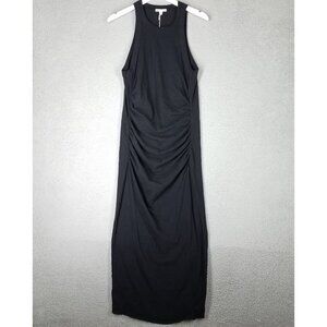 NEW James Perse Ruched Cut Away Maxi Dress Women's 4 Black Travel Resort Casual